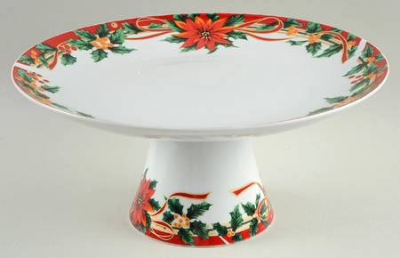 Poinsettia 10" Diameter Pedestal Cake Stand