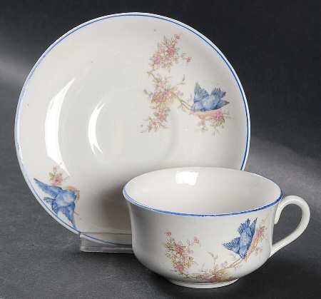 Blue Bird Flat Cup & Saucer Set