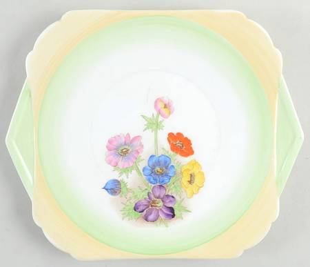 Anemone Bunch Handled Cake Plate