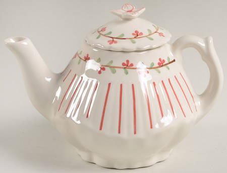 Red Pinstripe Child's Teapot & Lid