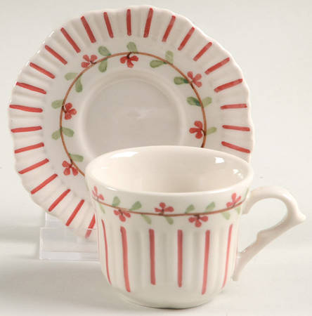 Red Pinstripe Child's Cup & Saucer Set