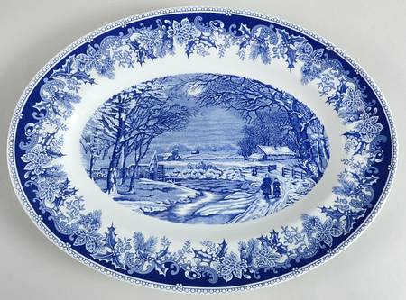 Winter's Eve Blue (Regimental Shape) 14" Oval Serving Platter