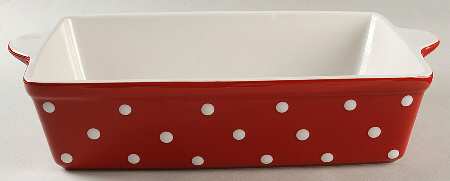 Dots Red 13"  Rectangular Baker