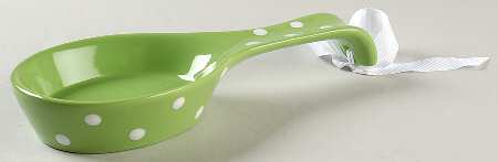 Dots Green Spoon Rest/Holder (Holds 1 Spoon)