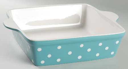 Dots Turquoise 12" Square Baker