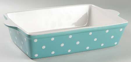 Dots Turquoise 13"  Rectangular Baker