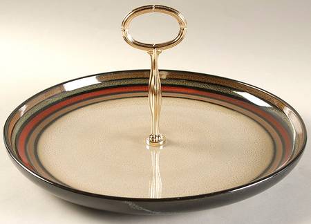 Flair Black Round Serving Plate with Center Handle (Dp) Hc
