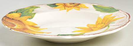 Tuscan Sunflower Large Rim Soup Bowl