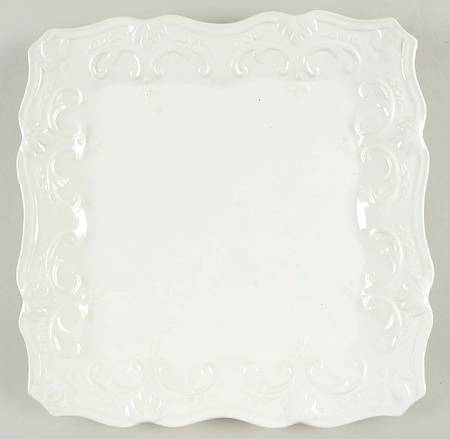 Fancy Scroll White 13" Square Chop Plate