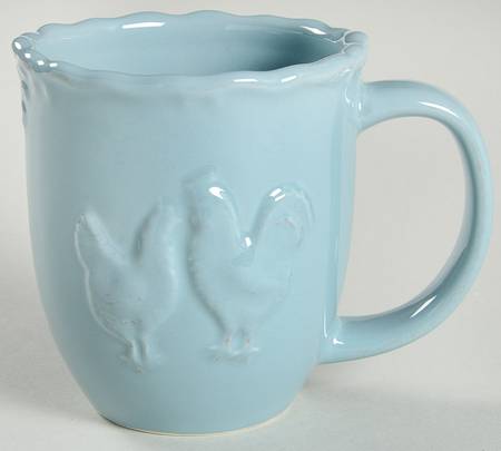 Embossed Rooster Antique Blue Mug