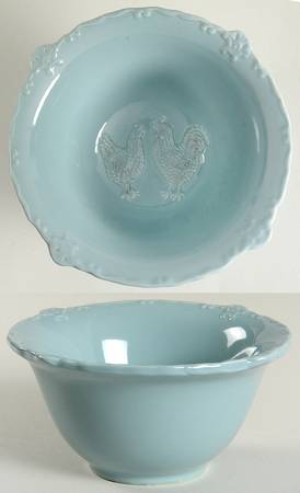 Embossed Rooster Antique Blue Soup/Cereal Bowl
