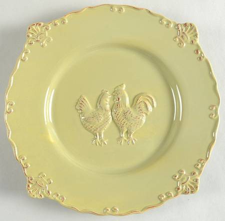 Embossed Rooster Antique Green Salad Plate
