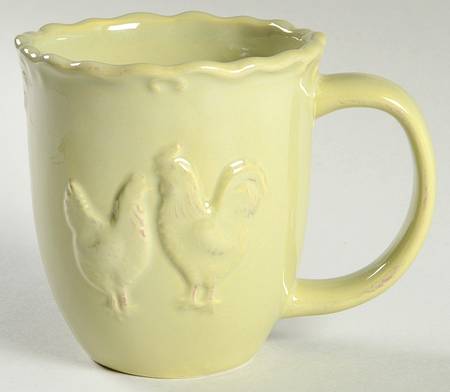 Embossed Rooster Antique Green Mug