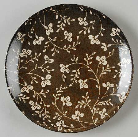 Fresh Flowers Black Salad Plate