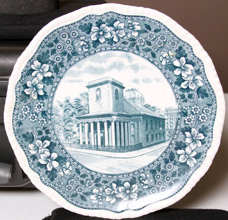 Boston Scenes Blue Green Dinner Plate