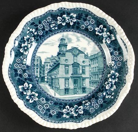 Boston Scenes Blue Green Dinner Plate