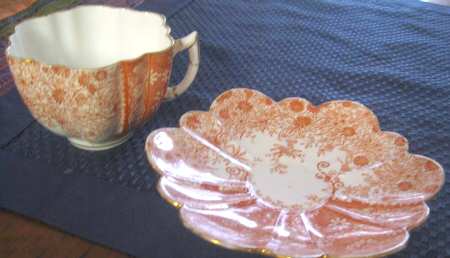 Jungle Print Orange Footed Cup & Saucer Set