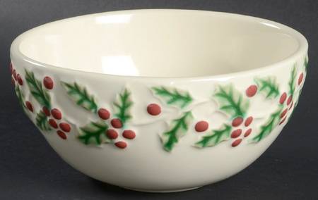 Holly & Berries Cream Coupe Cereal Bowl