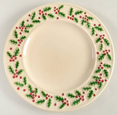 Holly & Berries Cream Salad Plate