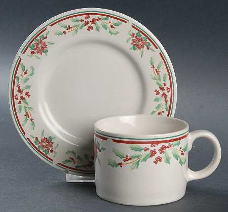 Poinsettia Delight Flat Cup & Saucer Set