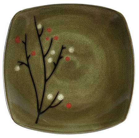 Blossom Black Square Salad Plate