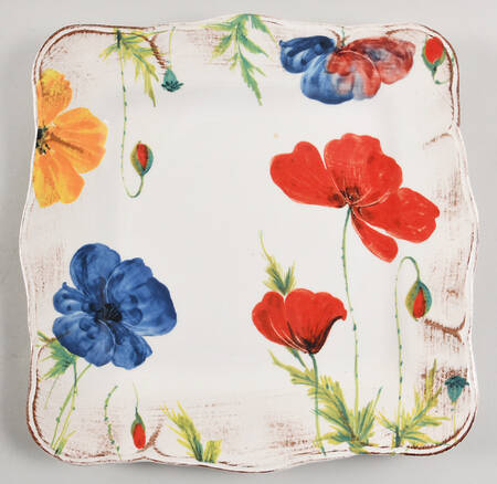 Italian Poppy Square Dinner Plate
