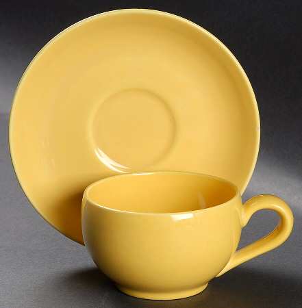 California Modern Yellow (Bright, No Specks) Flat Cup & Saucer Set