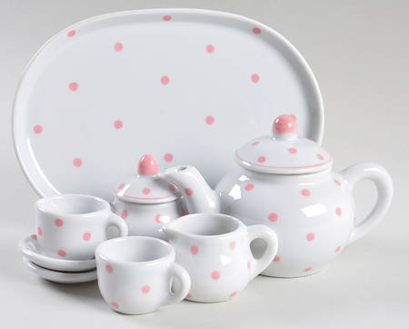 Pink Polka Dots 10 Piece Toy Tea Set