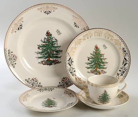 Christmas Tree Gold Collection 5 Piece Place Setting