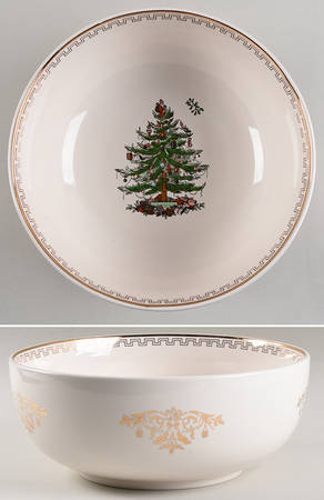Christmas Tree Gold Collection 10" Large Salad Serving Bowl