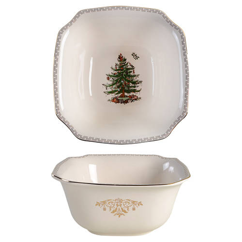 Christmas Tree Gold Collection 10" Square Vegetable Bowl