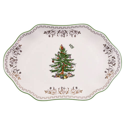 Christmas Tree Gold Collection 13" Oval Serving Platter