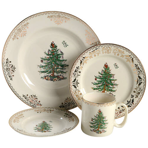 Christmas Tree Gold Collection 4 Piece Place Setting