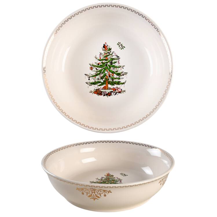 Christmas Tree Gold Collection 10" Large Salad Serving Bowl by Spode