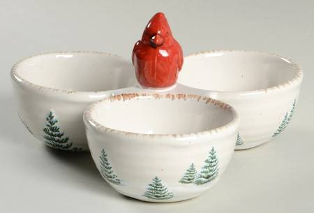 Winter White 3 Part Condiment Server W/Center Handle