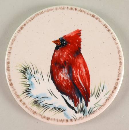 Winter White Cork Back Round Coaster