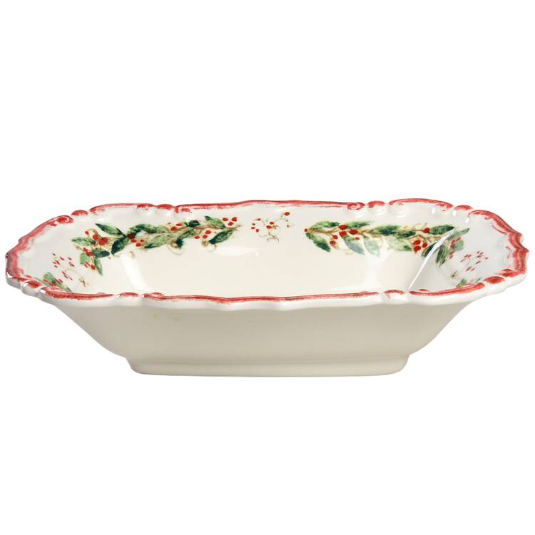 Holly and Pine (Holly Vine Border) 13" Rectangular Serving Bowl