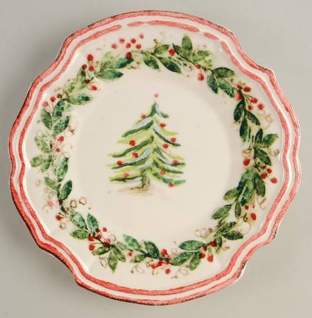 Holly and Pine (Holly Vine Border) Salad Plate