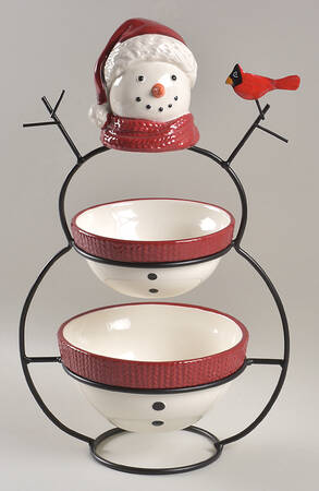 Yuletide Tier Bowl Set-2 Bowls and Metal Holder