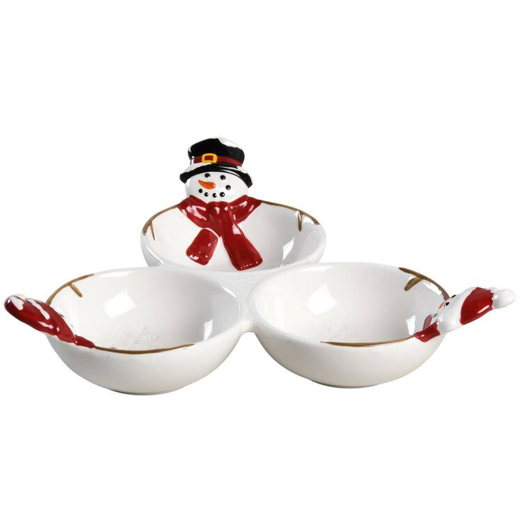 Yuletide 3 Section Figural Dip Bowl