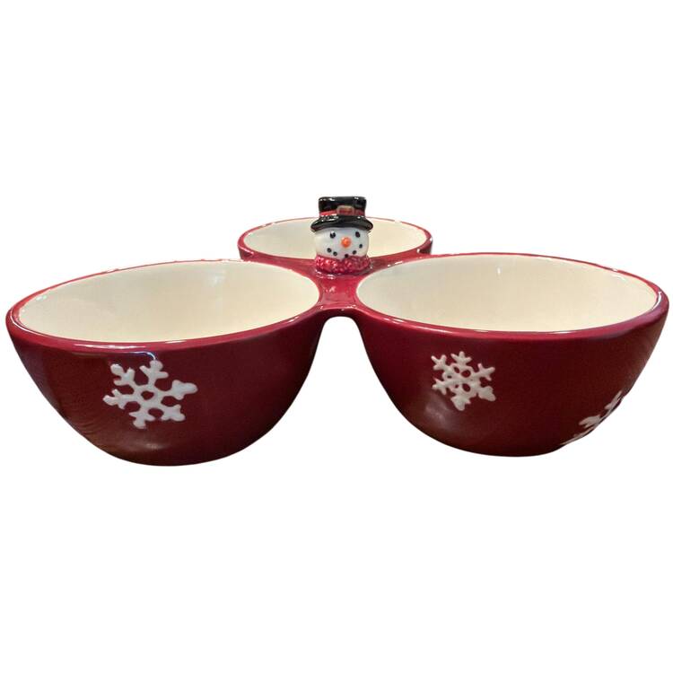 Yuletide 3 Part Condiment Server W/Center Handle