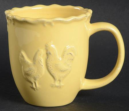 Embossed Rooster Yellow Mug
