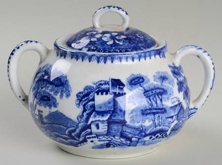 Old Castle Blue Sugar Bowl & Lid