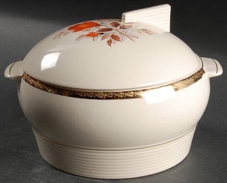 Vermillion Rose (Wide Gold Laurel Band) by Sebring Pottery