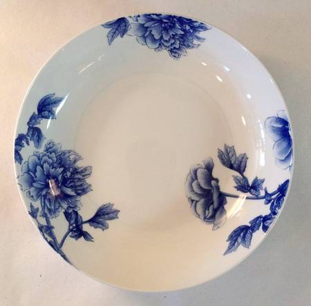 Blue Peony Rim Soup Bowl