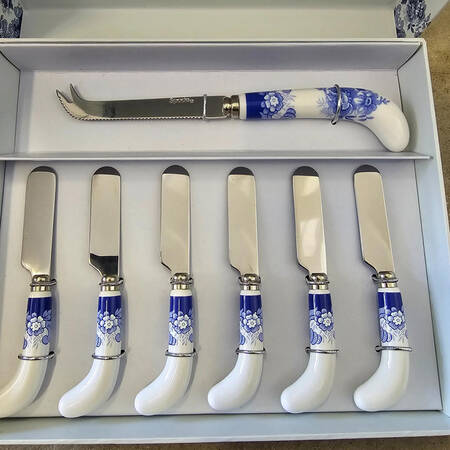 Blue Meadow (7 Pc) Cheese Knife & Spreader Set