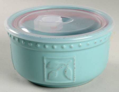 Sorrento Aqua 26 Oz Round Plastic Microwave Bowl & Vented Lid