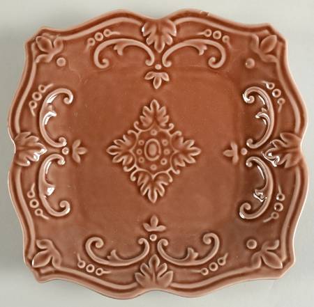 Fancy Scroll Mink Square Salad/Dessert Plate