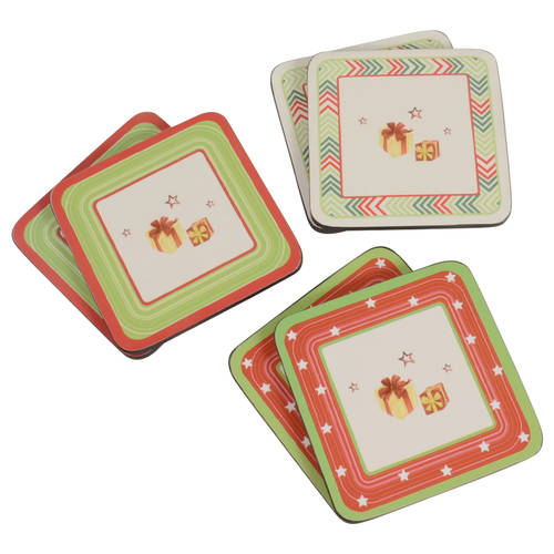 Christmas Jubilee Square Corkback Coaster - Set of 6 Motif