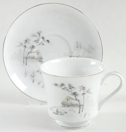 Mt Fuji Rim Shape Footed Cup & Saucer Set